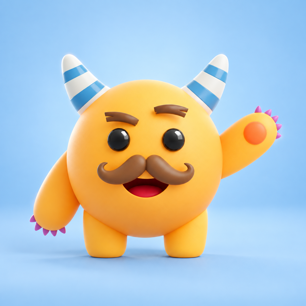 Bongy: Personaje amarillo de cuernos azules y bigote