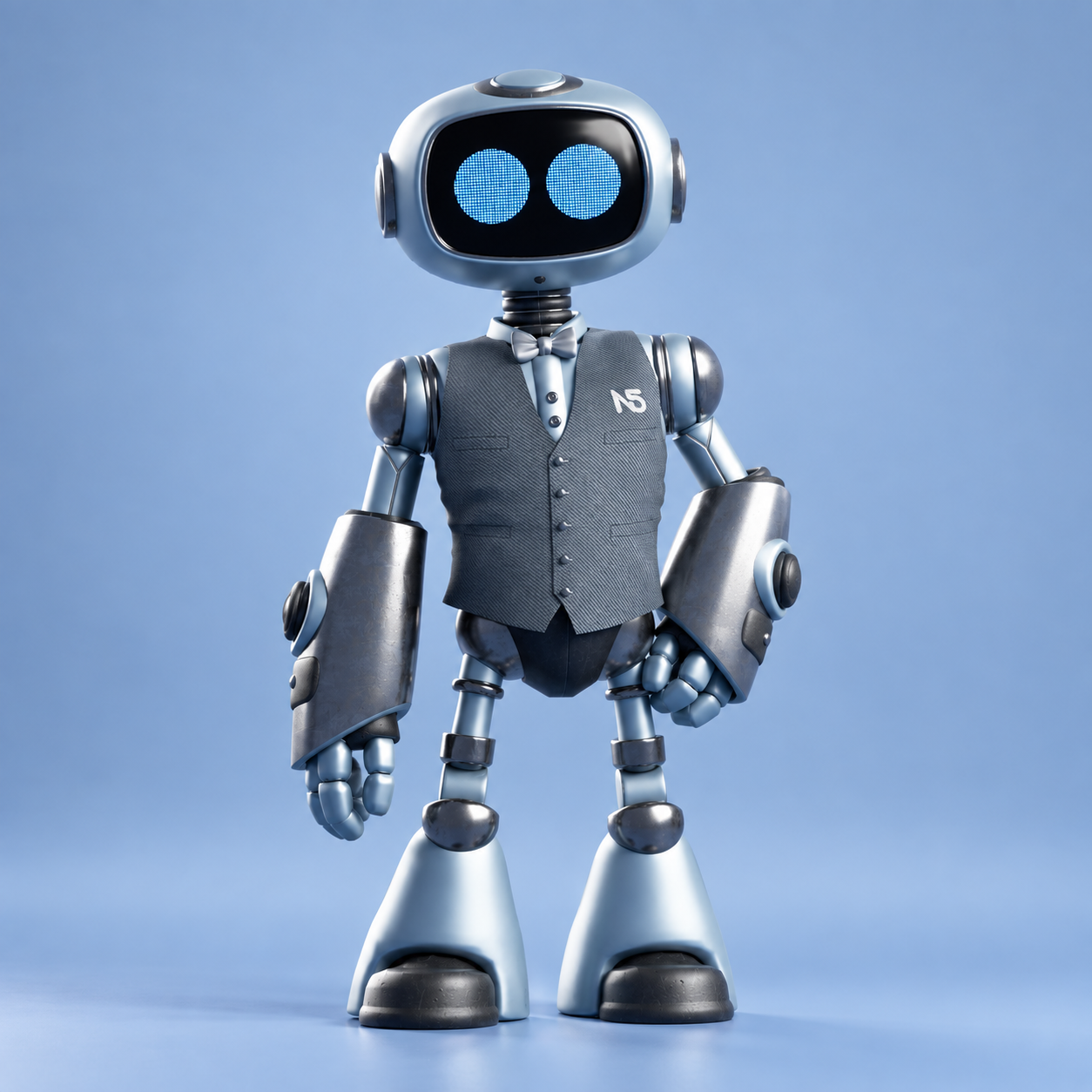 N5: Robot metálico con ojos azules